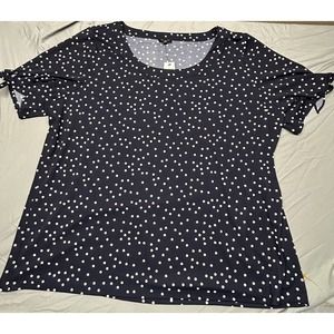 NWT Talbots Top Size 3X Womens Navy Blue Blouse Rayon Shirt MSRP $99